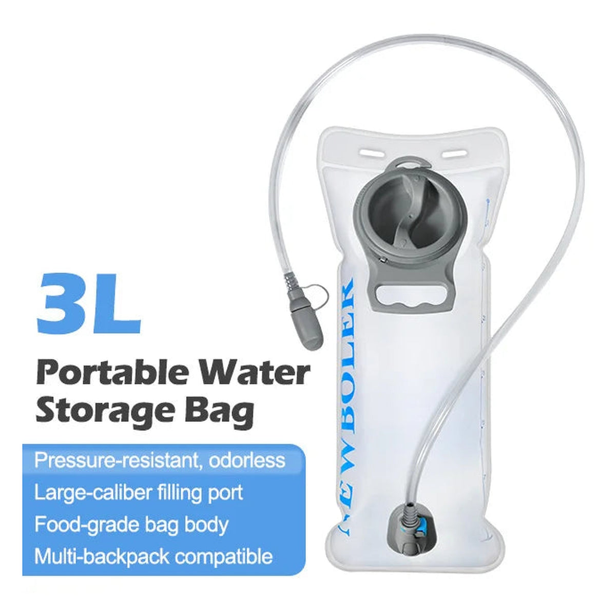 Hydration Water Reservoir 1.5 / 2.0 / 3.0 Liter Leak-proof - Clear, 3L