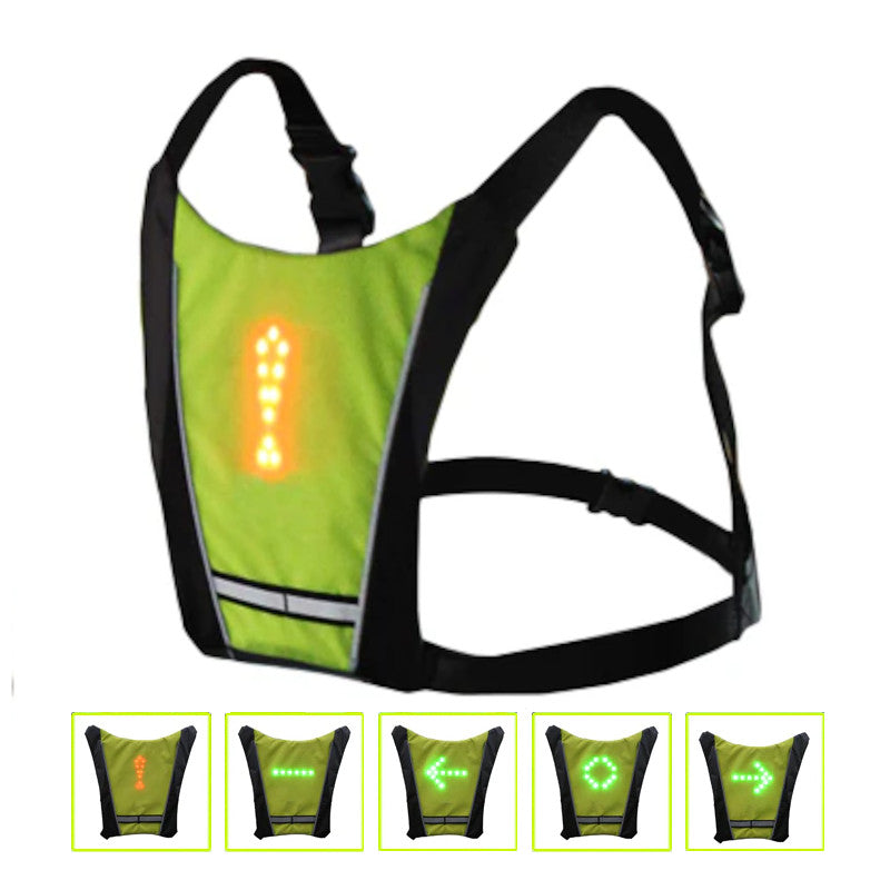 LUMI-VEST LED Cycling Safety Vest - yellow, signal patterns