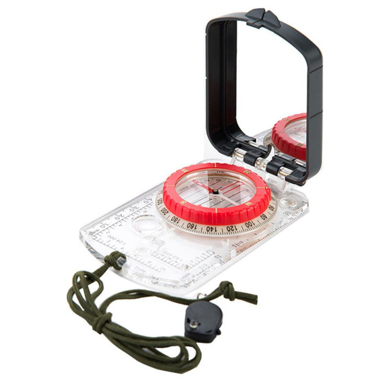 Deluxe Orienteering Compass - open, with lanyard