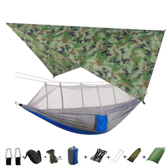 Hammock and Rain Fly Set - camouflage and gray