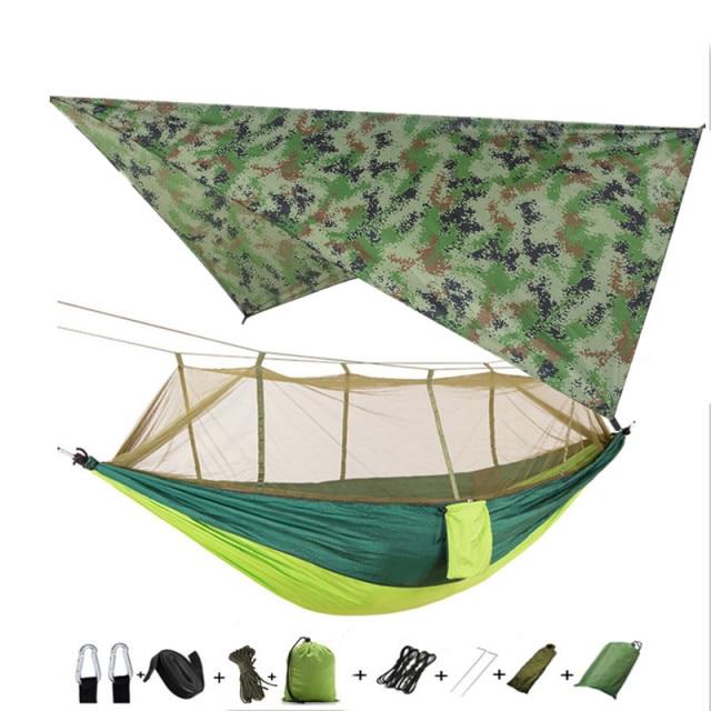 Hammock and Rain Fly Set - camouflage and light green