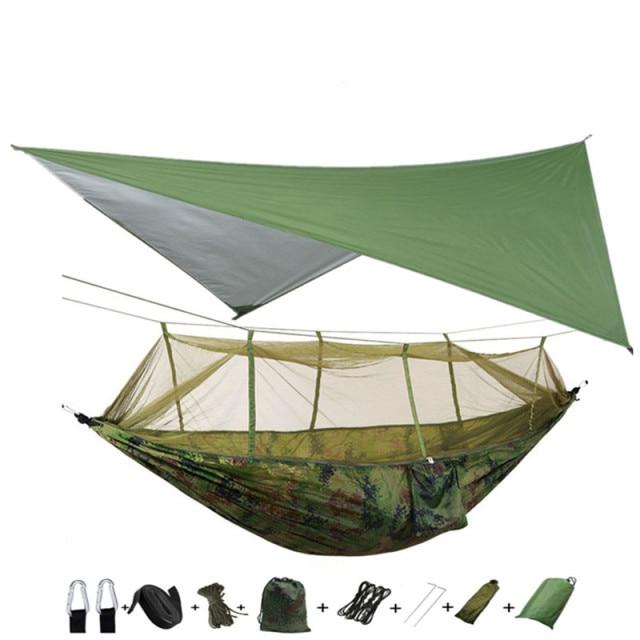 Hammock and Rain Fly Set - green and camouflage