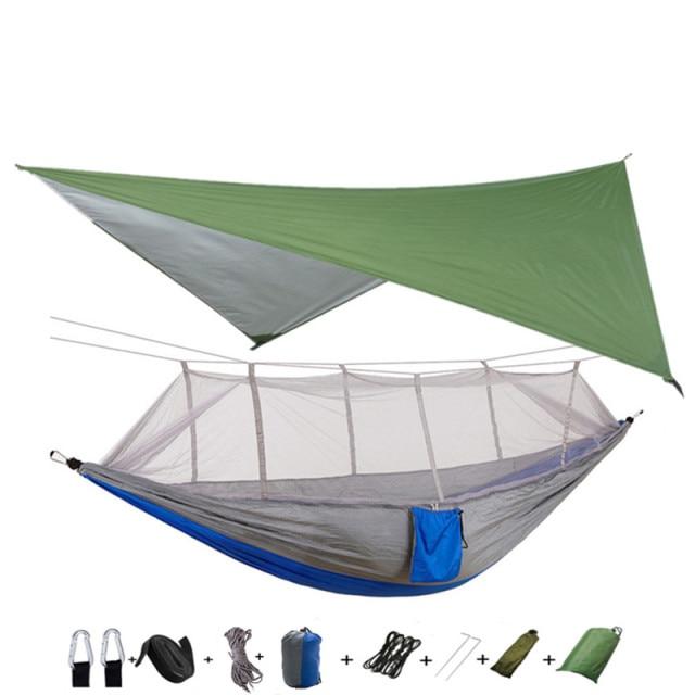 Hammock and Rain Fly Set - green and gray
