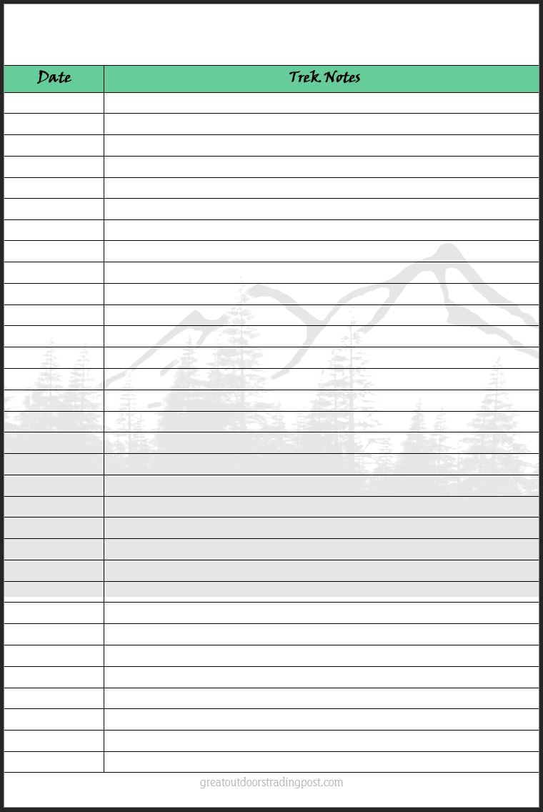 Outdoor Journal eBook - printable journal page