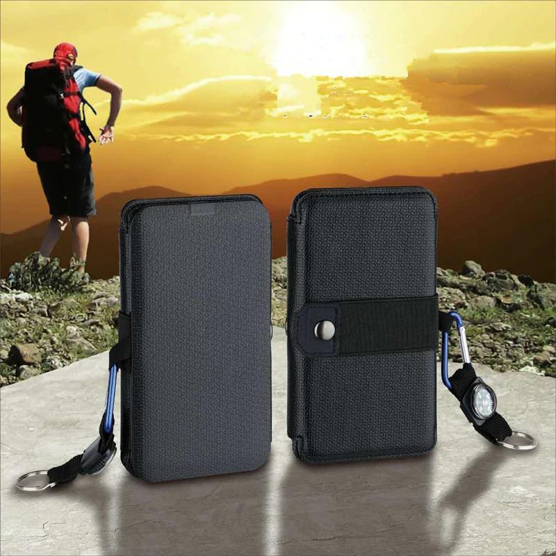 SolarPwr Folding 10W Solar Charger - folded and unfolded