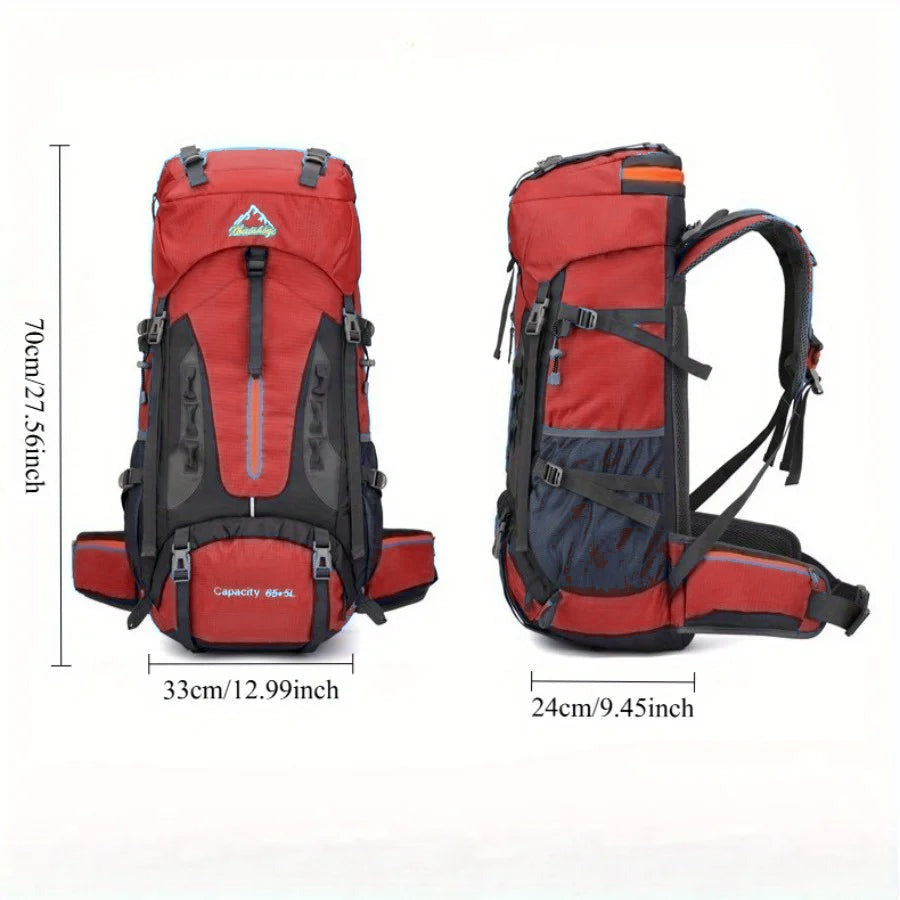 70L Hiking Backpack with Hip Belt and Shoe Compartment - dimensions