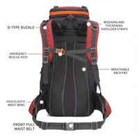 70L Hiking Backpack with Hip Belt and Shoe Compartment - back panel and harness