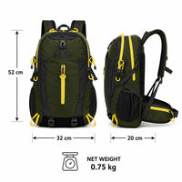 Backpack 40L Water-Resistant - dimensions