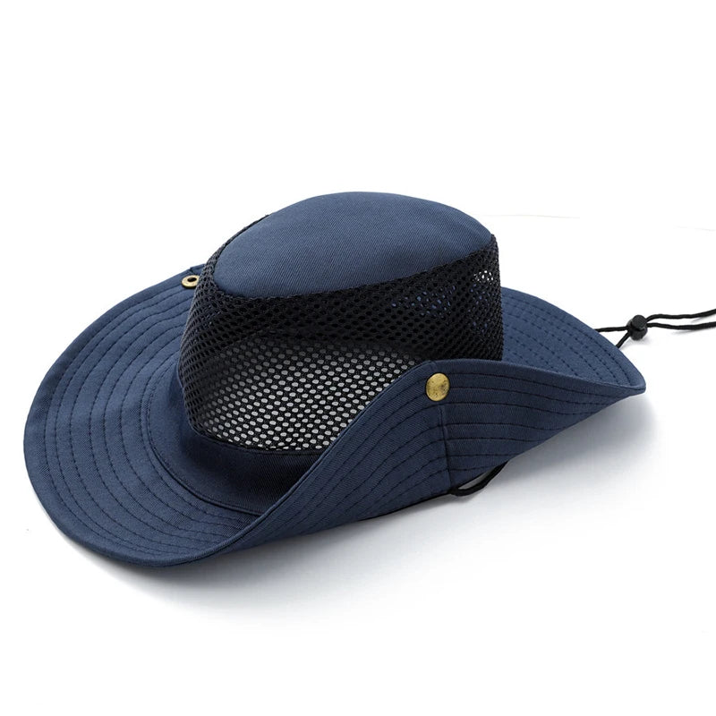 Booney Hat Wide Brim Sun Protection - side view with chin cord