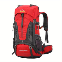 70L Hiking Backpack with Hip Belt and Shoe Compartment - Red