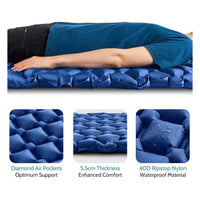 INFLATE-A-MAT Inflatable Sleeping Mat - air pockets and ripstop fabric details