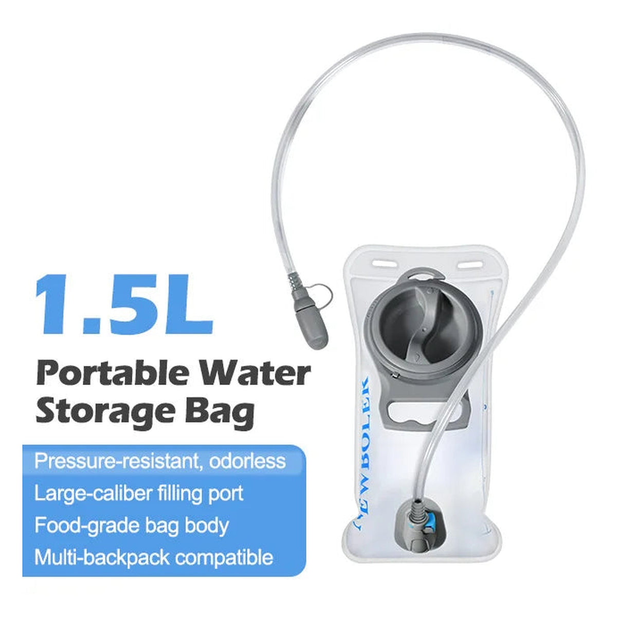 Hydration Water Reservoir 1.5 / 2.0 / 3.0 Liter Leak-proof - Clear, 1.5L