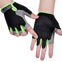 Half Finger Cycling Gloves - non-slip palm, green