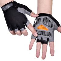 Half Finger Cycling Gloves - gel padded palm, black