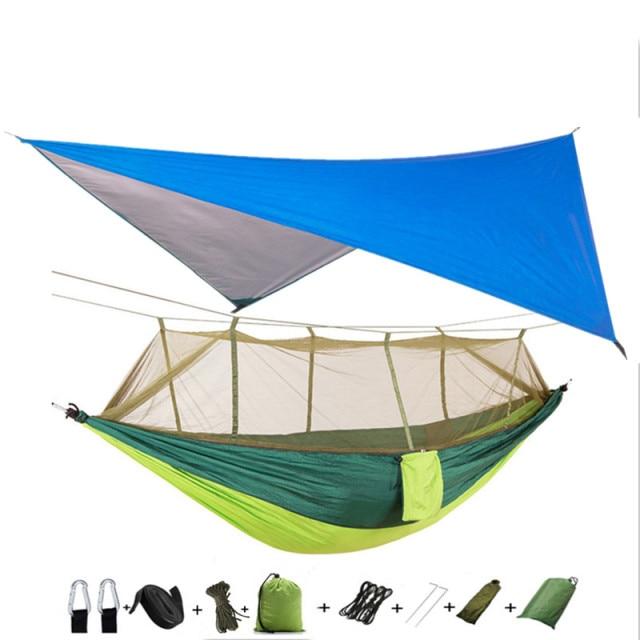 Hammock and Rain Fly Set - blue and light green