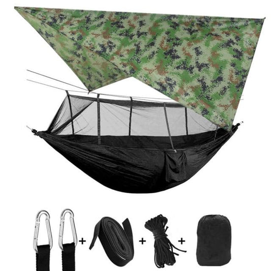 Hammock and Rain Fly Set - camouflage and black