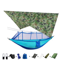 Hammock and Rain Fly Set - camouflage and blue