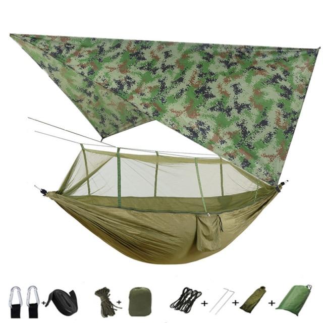 Hammock and Rain Fly Set - camouflage and green