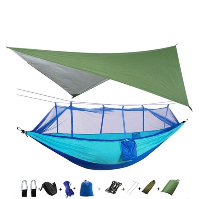 Hammock and Rain Fly Set - green and blue