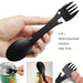 5-in-1 Fork, Knife and Spoon Multi-Tool - black, in hand