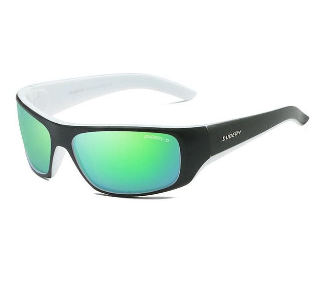 Polarized Sunglasses UV400 - black and white frame, green lens